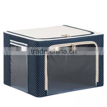 good quality home storage bag nylon foldable printed dark blue storage box