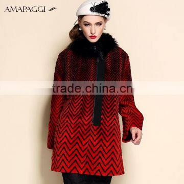 Women's Fox Collar Real Wool Fur Coat Thick Warm Winter Overcoat photo-2