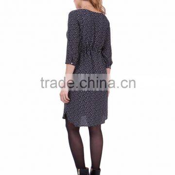 Textured Fabric Maternity Clothes Pregnant Women O-neck photo-3