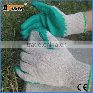 BSSAFETY Green latex coated industrial safety working gloves