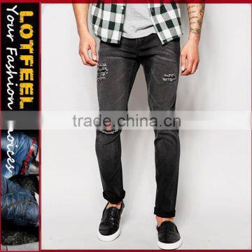 jeans with logo Distressed denim man jeans characteristics of jeans mens fashion jeans (LOTA018)