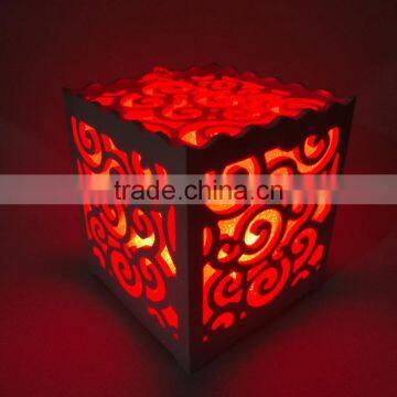 Wholesale Hot Sell Multi Color Light Cube Hollow Out LED PVC Plastic Table Light Use Battery For Bedroom Decorating