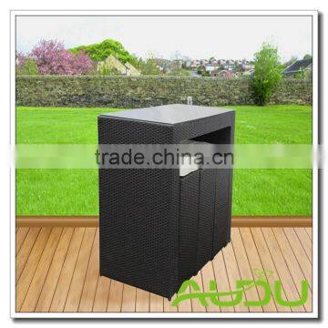 Audu High Back Bar Stool Set Outdoor Rattan Bar Stool Set in Brown photo-3