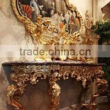 French White Louis Style Console Table With Mirror, Antique Classical Gilded Hallway Console Table/ Ellegant White Side Table photo-5