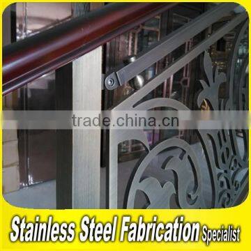 Engraved Decorative Integral Aluminum Stair Railing Side Mounting Baluster