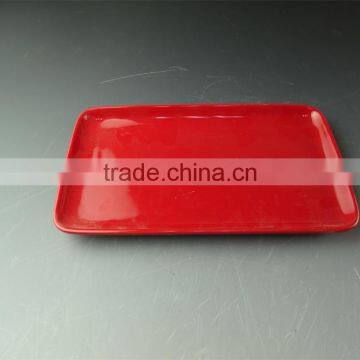 Wholesale Red Glazed Ceramic Rectangle Dinner Plate for Daily Use photo-2