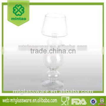 3-tier High Temperature Resistance Clear Series Tall Glass Hurricane Candle Holder photo-2