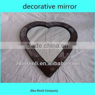 Living Room Ruby Heart Shape Wall Craft Crackle Glass Mosaic Art Deco Mirror
