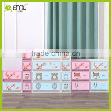 Wholsale Emc 3 Tiers Plastic Drawer Storage Cabinet With Color Print Transparent Storage Box photo-3