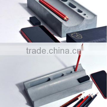 Multi-function office desktop concrete pen holder , phone holder , business card stand