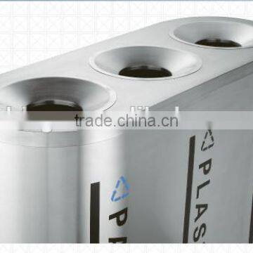 Stainless Steel Triple Garbage Bin Big Capacity Recyle Bin for Street photo-2