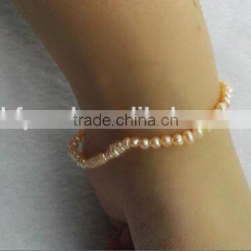 3-4mm Pink Baroque Freshwater Pearl Bracelet photo-2