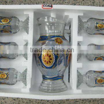 JK032 7pcs Glass Drinking Set with deco