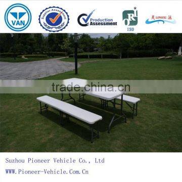 2014 plastic banquet folding table and chairs, 6ft round table,catering table/outdoor chess table(ISO approved)