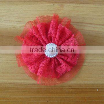 Lace Flower With Pearl Bead in Center for Kids Hair Accessories photo-3