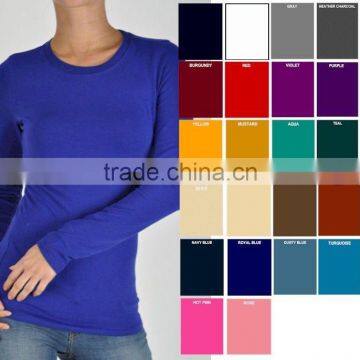 T-shirts Long Sleeve Plain Dyed Women Fashion Crew Neck Women Long Sleeve T-shirts