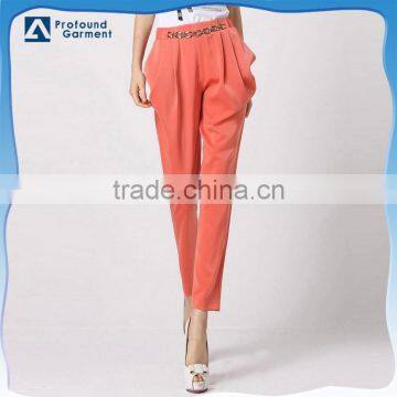 Latest fashion design slacks chiffon pencil pants for women