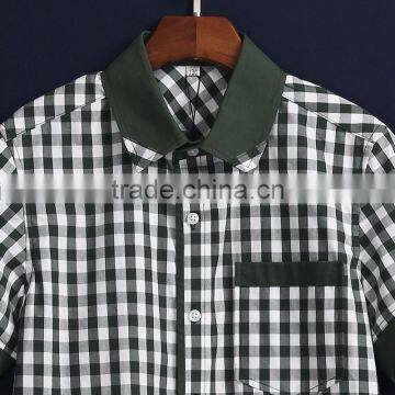 Fashion School Uniform Manufacturers Green Plaid Sport Shirt photo-3