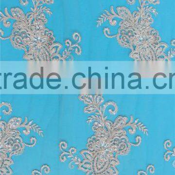 China manufacturer embroidered tulle bridal lace fabric wholesale