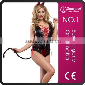 China Factory Sexy Mature Woman Black Devil Halloween Costume