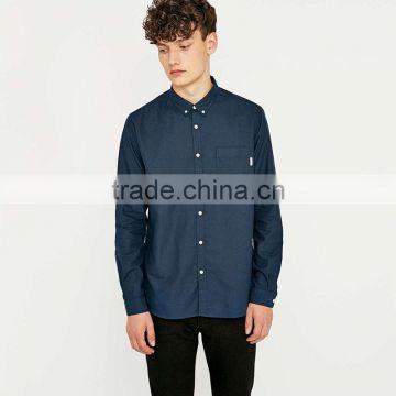 Wholesale plain long sleeve linen cotton shirt blue formal custom shirts for men