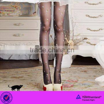 Summer ultra-thin lovely small broken flower jacquard pantyhose