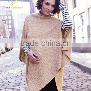 Winter Fashion Women Cashmere Knitted Cable Poncho