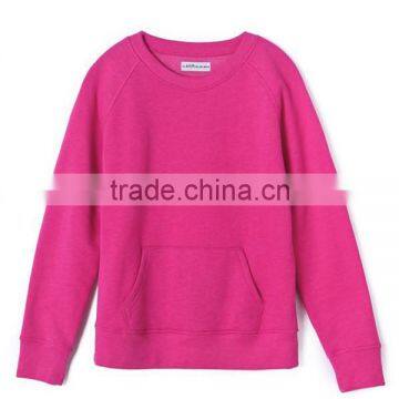 high quality simple womens pillover plain o-neck sweatshirts with pocket