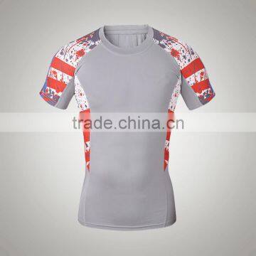 100% Polyester Short Sleeve Mens Slim Fit Bodybuilding Blank T Shirt Fashion Sports Jersey Tee photo-2