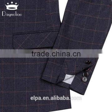 Daynoliao Latest Design 3 Pieces Business Suits Wholesale Navy Check Slim Men Suits for Wedding photo-4