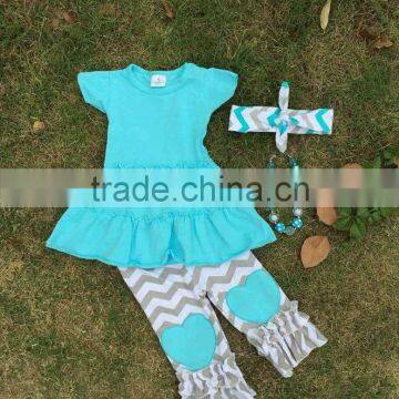 2016 new hot baby girls children clothing heart capri dress set pants dress outfit with matching necklace and headband