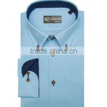 Summer men's business casual lake blue fancy shirt with long-sleeved shirt shoping online