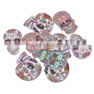 Hinoki Wood Sewing Buttons Scrapbooking 2 Holes Skull At Random photo-3
