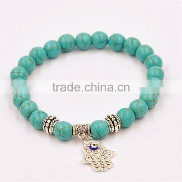 Crystal Clear Agate Bead Bracelet with Fatima Hand accessories Bead Bracelet