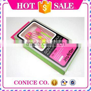 Wholesale Bicolor Noodle Cable In-ear Earphone With Volume Control With Mic photo-4