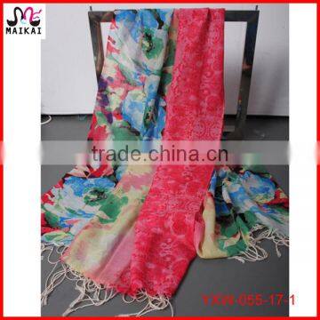 New Design Colourful Flower Printing Pakistani Scarf