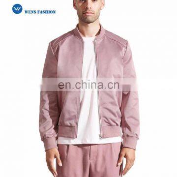 Men's Modern Woven Fabric Sheeny Front Zip Jacket Premium Bomber Jacket