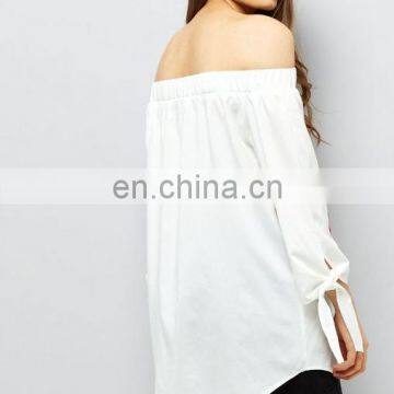 Ladies Floral Embroidered White Shoulderless Long Summer Tops (TP1761702) photo-4