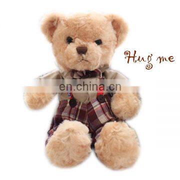 6 inch small brown Bear wear overalls stuffed plush toy soft for baby