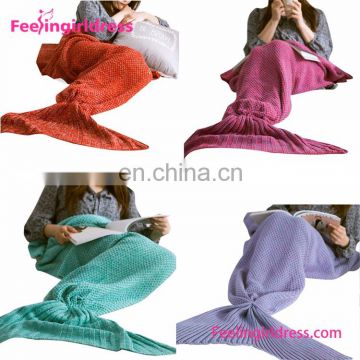 Multiple Colour Customized mermaid tail design Knitted Mermaid Tail Blanket