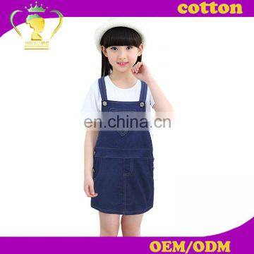 Customized 100% cotton denim overall for baby girls dress