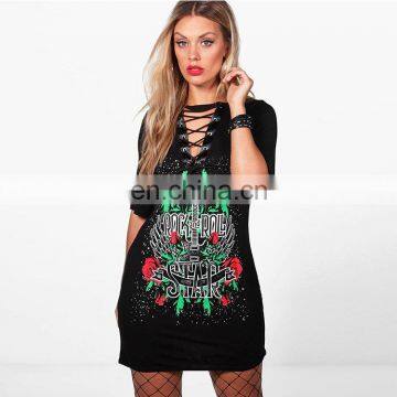 new design women summer casual printed t shirt dress