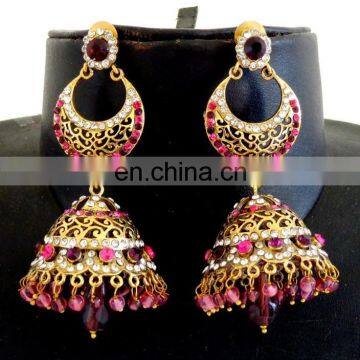 Wholesale Jumka victorian earrings - Crystal rhinestone earrings - Victorian Earring - Artificial Earrings - Stylish Earrin