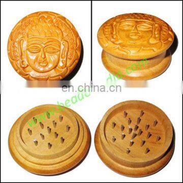 Handmade wooden smoking herb grinder, size : 32x54mm