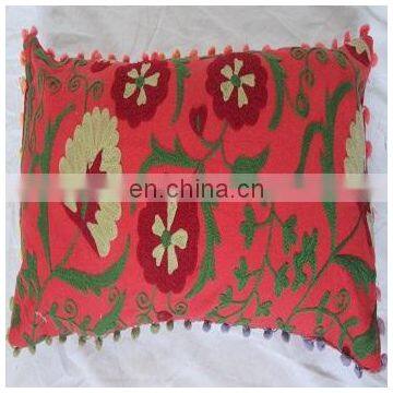 Red Colors Suzani Embroidered Work Pillow Cover New Decorative Cushion Covers