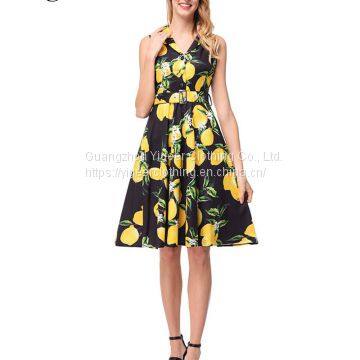 Vintage Sleeveless Printed Floral A-line Midi Dress photo-5