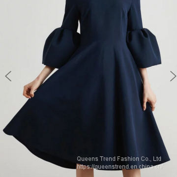 Midi Dress A-line Daytime Bell Sleeve Vintage Dress