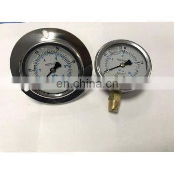 stainless steel glycerine or silicone oil filled pressure gauge