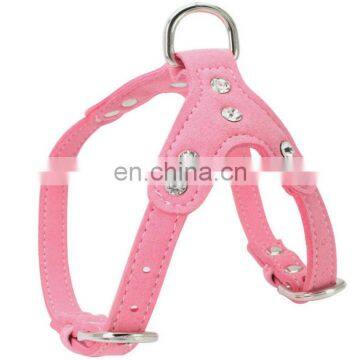 Shiny rhinestone pet chest strap with suede microfiber dog strap