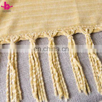 Custom Thread Knitted Super Soft Chenille Chunky Throw Blanket With Tassel For Travel photo-6